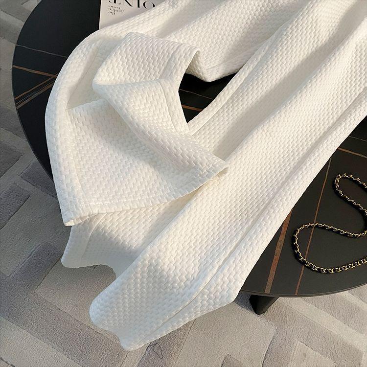 Korean Style White Hoodie & Wide-Leg Pants Set - Casual, Loose, Slimming Two-Piece for Women, Spring & Autumn Fashion