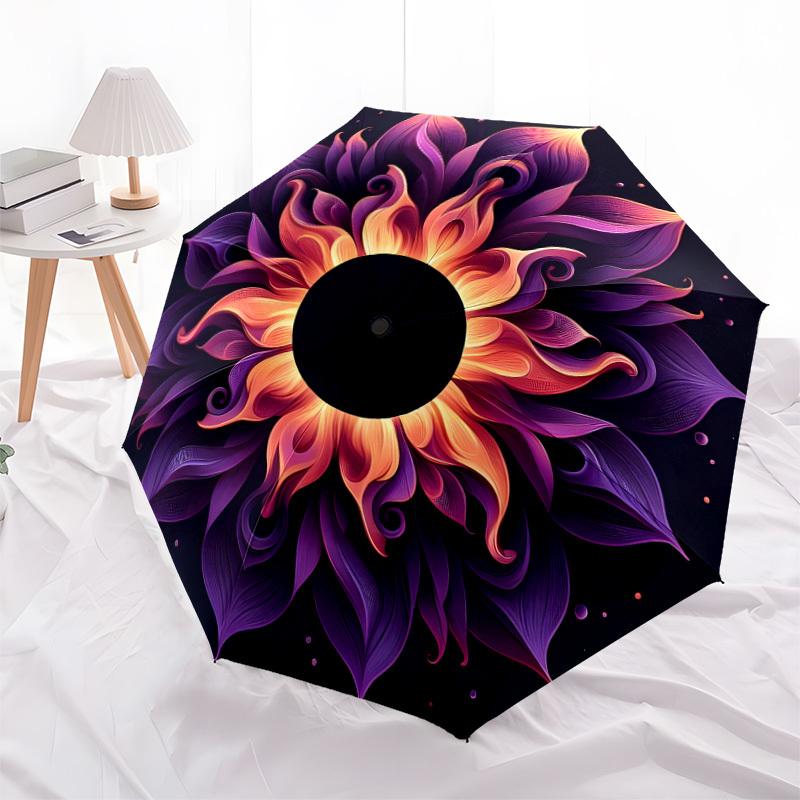 1pc Floral Mandala Design Umbrella with Plastic Handle,Suitable for All Seasons Home Travel Outdoor UmbrellaDD1148
