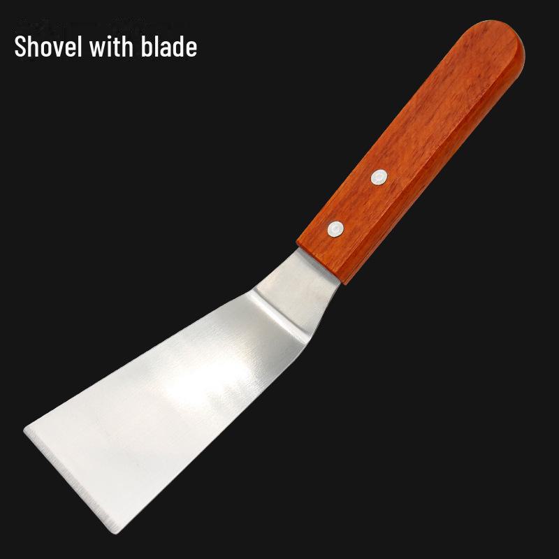 Stainless Steel Teppanyaki and Pizza Spatula with Wooden Handle - Versatile Kitchen Tool