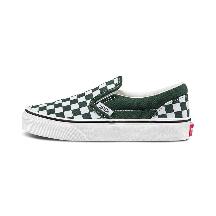 Vans Slip-On Casual Durable Lightweight Low Top Kids Skate Shoes Green White Checkerboard Kids Sneaker VN0A5KXM8CA