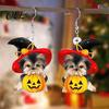 Cute Halloween Gift for Her Witch Hat Puppy Earrings, Dog Pumpkin Drop Rust-proof Curved Ear Hooks Lightweight Acrylic Jewelry, Accessories