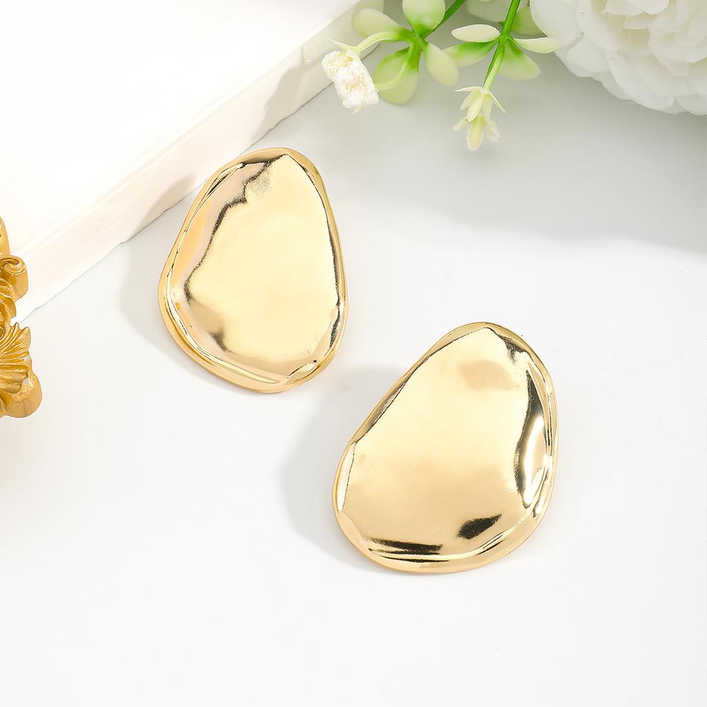 New geometric glossy stud earrings personalized fashion irregular earrings trend versatile daily metal earrings women