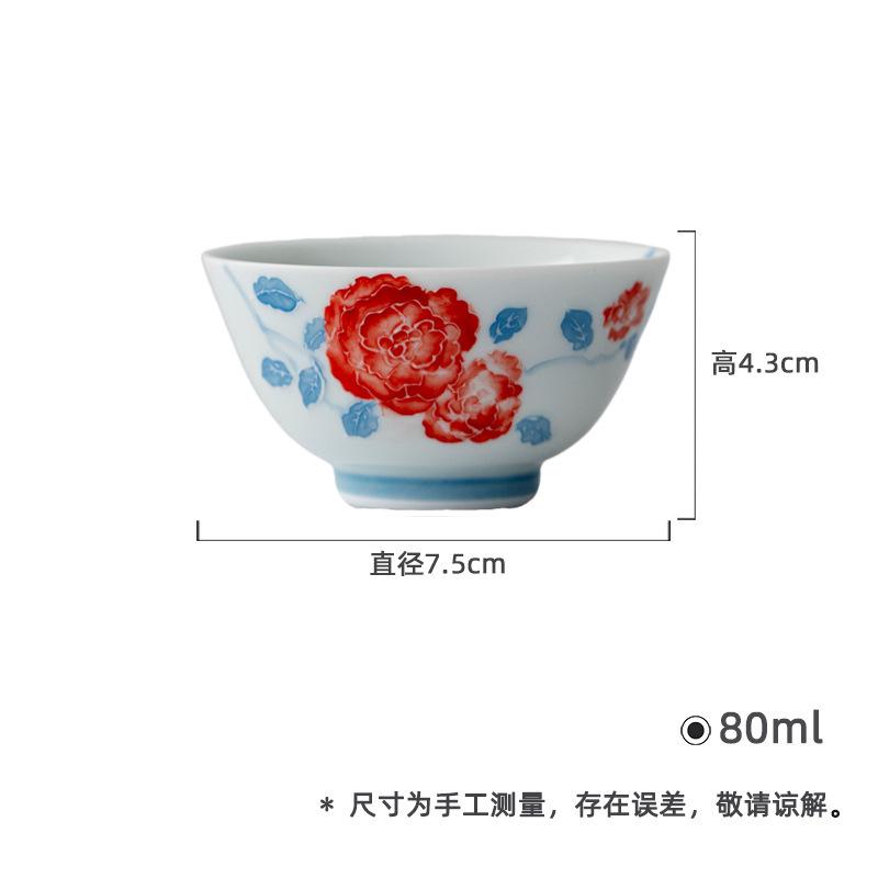 

80ml Hand Drawn Twelve Flower God Teacup Handmade Tea Bowl Jug Tea-tasting Smelling Cup Jianzhan Master Cups Household Cha Craft