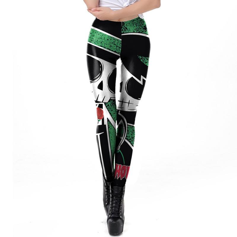 New Halloween digital printed trousers, pumpkin pattern printed leggings, elastic leggings