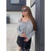 50% off Miss Biggie Fashion Plus Size Loose Easiest for Match Collar Edge Stitching Lace Wool Blend Long Sleeves Sweater