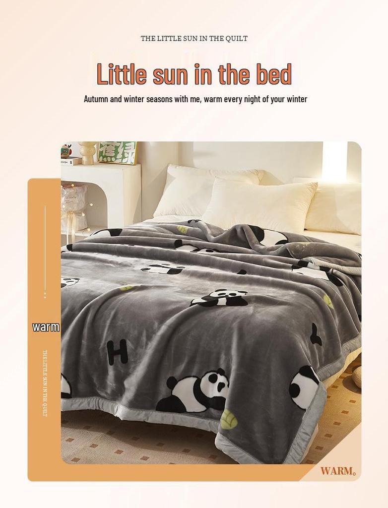 Double-Sided Coral Fleece Raschel Blanket - Thickened Velvet Cover for Autumn & Winter, Perfect Wedding Gift