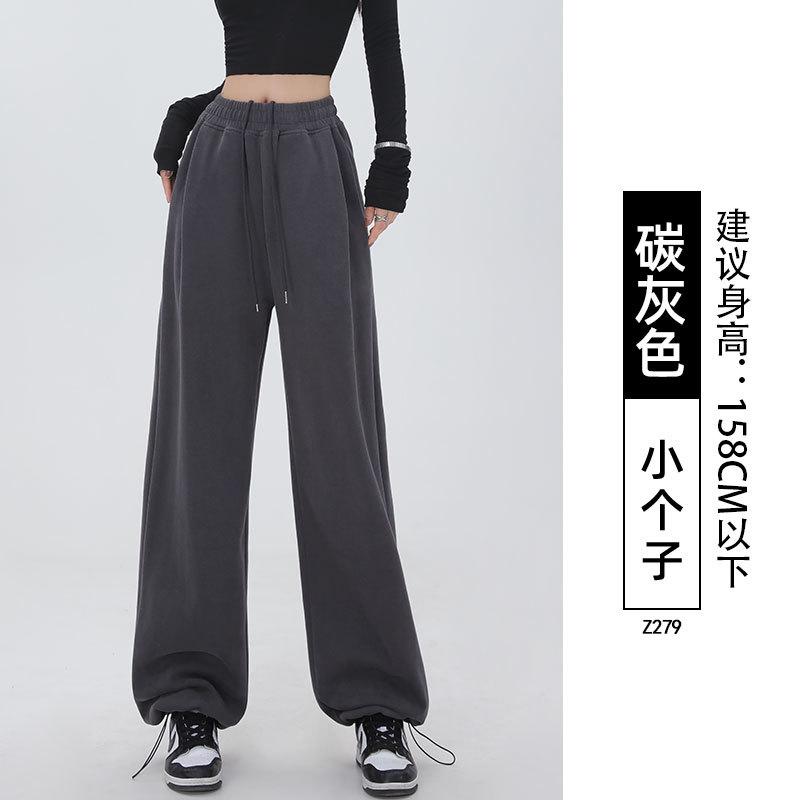 Lamb wool sweatpants women's autumn and winter new black leggings small fleece thickened Harlan sweatpants