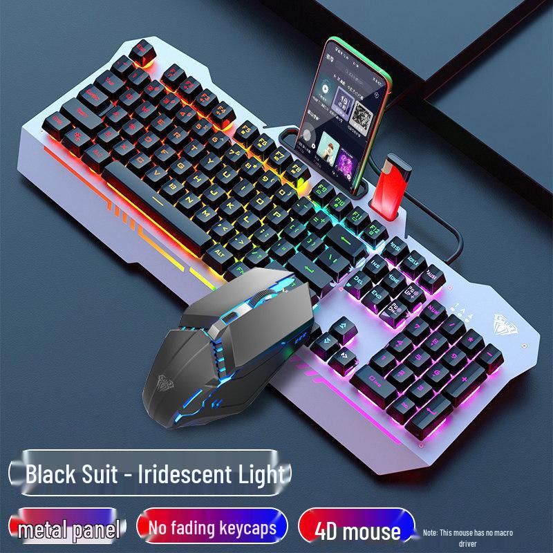 Wolf Spider F3010 Mechanical Gaming Keyboard & Mouse Set - Wired 3-Piece for Laptop/Office.