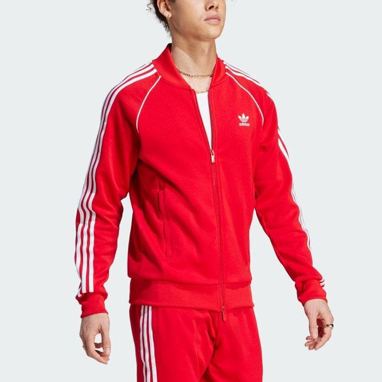 Adidas Originals Trefoil Three-Stripe Colorblock Logo Long-Sleeve Jacket Men Outerwear Red IL2494