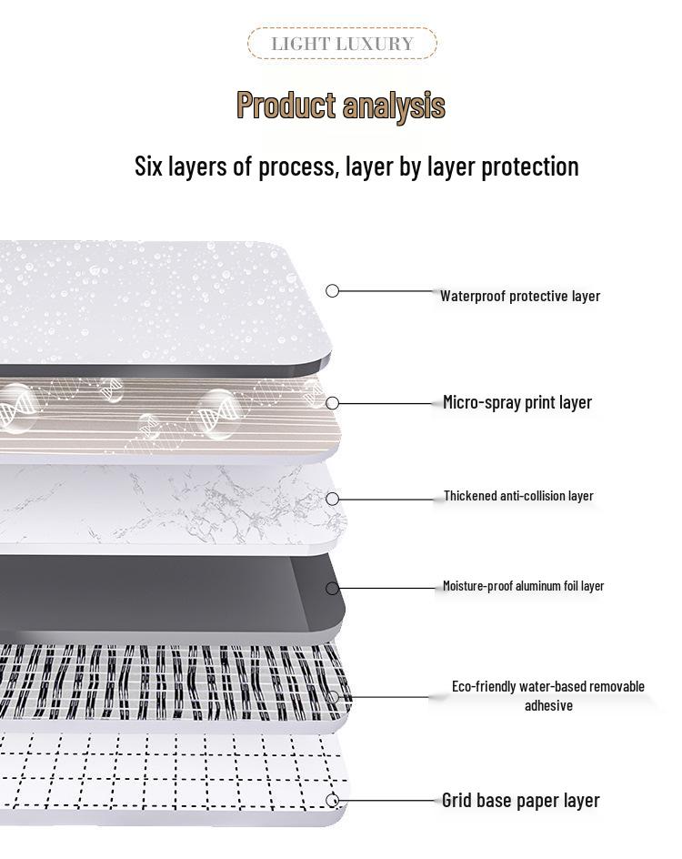 Waterproof Self-Adhesive Marble Tile Wallpaper for Living Room Walls