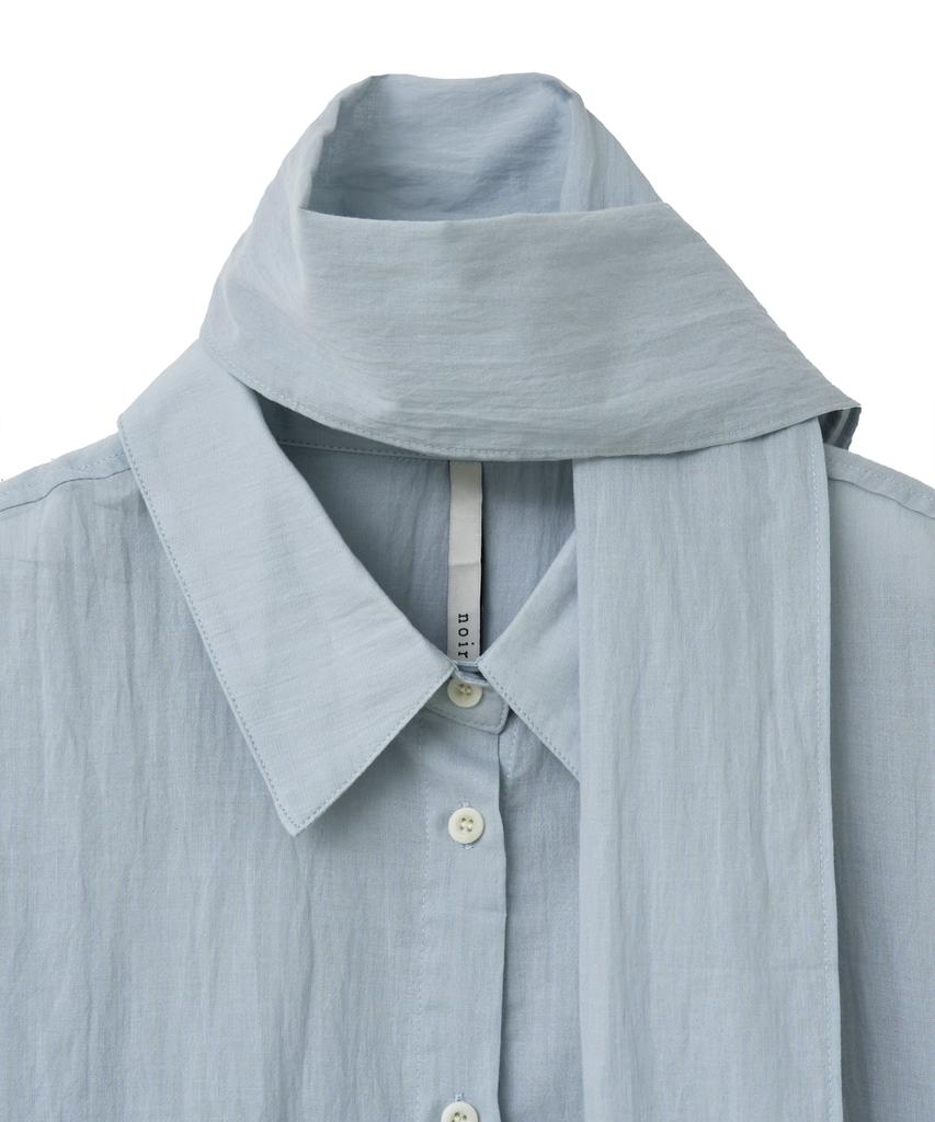 NOIRER FOR WOMAN Pale Scarf Loose Fit Shirt (Pale Blue)