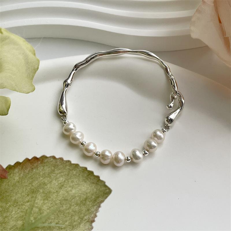 Irregular Natural Pearl Half Bracelet Bracelet Women'S Ins Style Personality Versatile Bracelet Jewelry Christmas Gift Quality