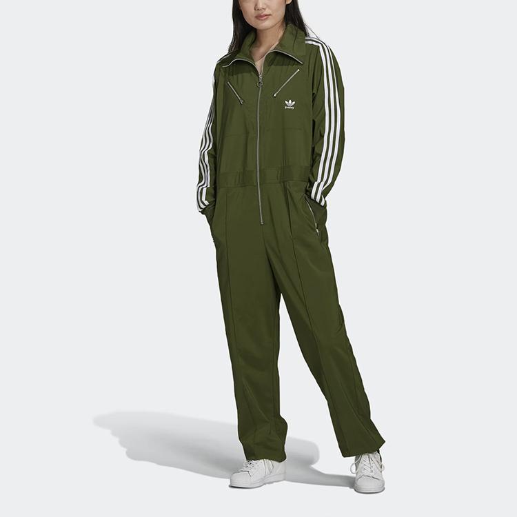 adidas Originals X Resistance Montérky Parley Pruh s logem Jednobarevný Dlouhý rukáv Kombinéza Dámský kombinéz Tmavě olivově zelená HD2517