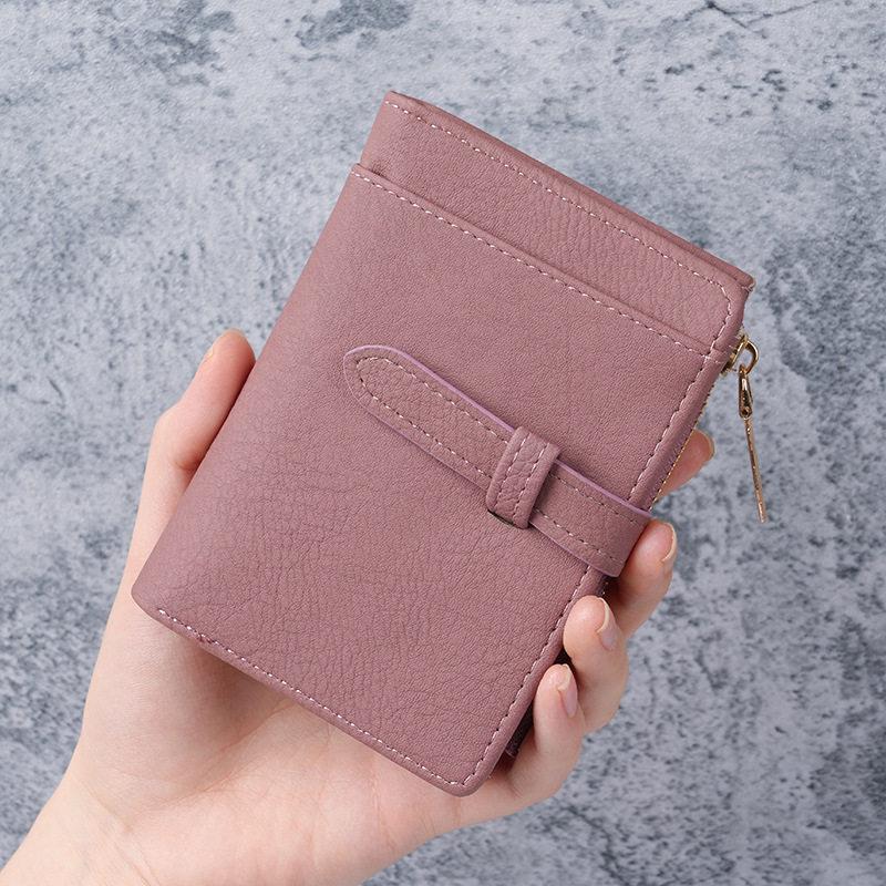 European Retro PU Leather Short Women's Wallet, Fresh Two-fold Coin and Card Holder
