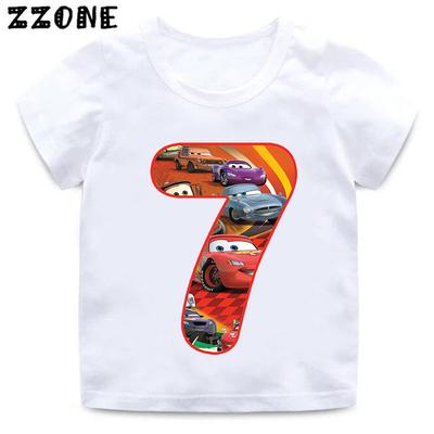 Car Pixar Lightning McQueen Number Print Girls Clothes 1 2 3 4 5 6 7 8 9 Years Birthday Kids T Shirt Baby Boys Children T-Shirt