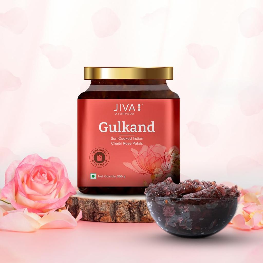 Jiva Ayurveda Gulkand Sun-Cooked Chaitri Rose Petal Preserve 300g Pack of 1 Natural Coolant