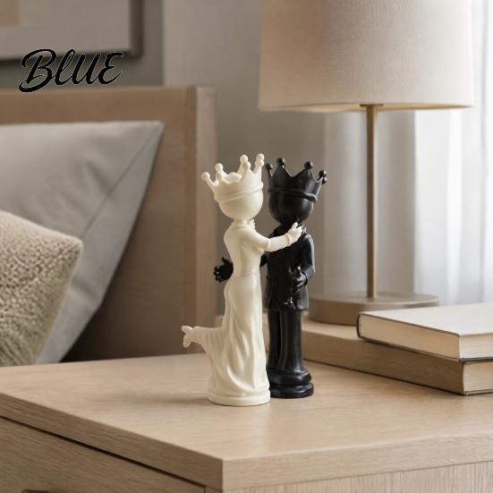 Abstract Chess King Queen Sculptures 1 Pair 3D Printed and Couple Figurines Style Dancing Exquisite Desktop Decor Lovers Statue Romantic Home Decor,