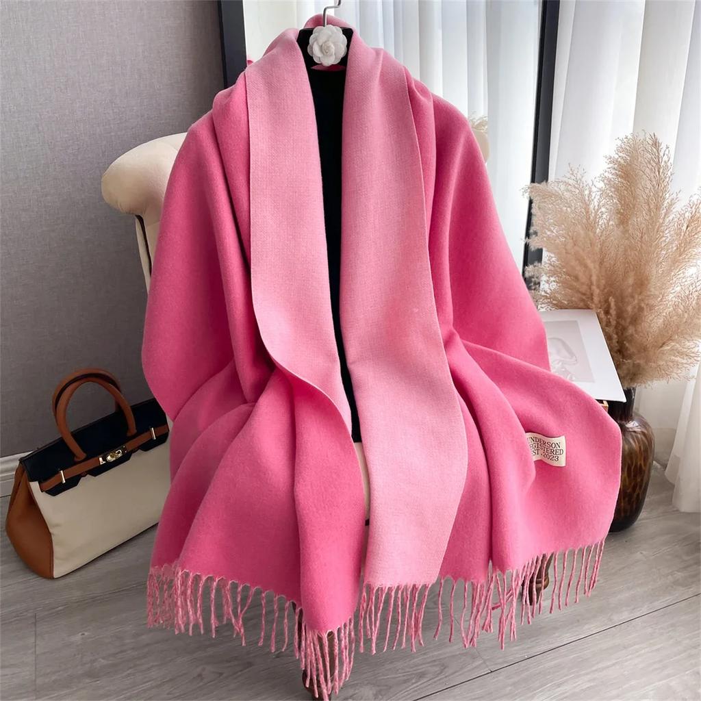 Solid Winter Scarf Women Cashmere Warm Pashmina Female Scarves Long Blanket Thick Soft Tassel Shawls Wraps Echarpe Stoles