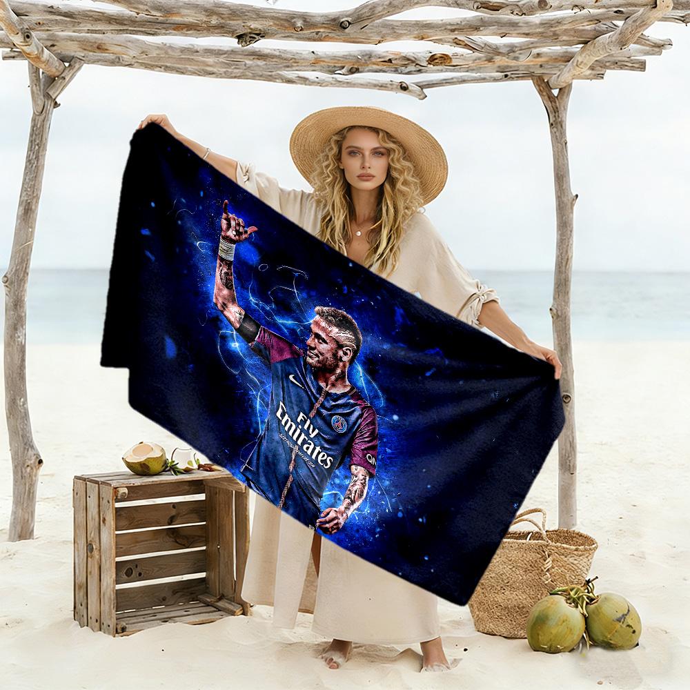 Brazilian Soccer Player Session. Beach Towel Super Soft Microfiber Quickdry Fabric Comfortable Lightweight