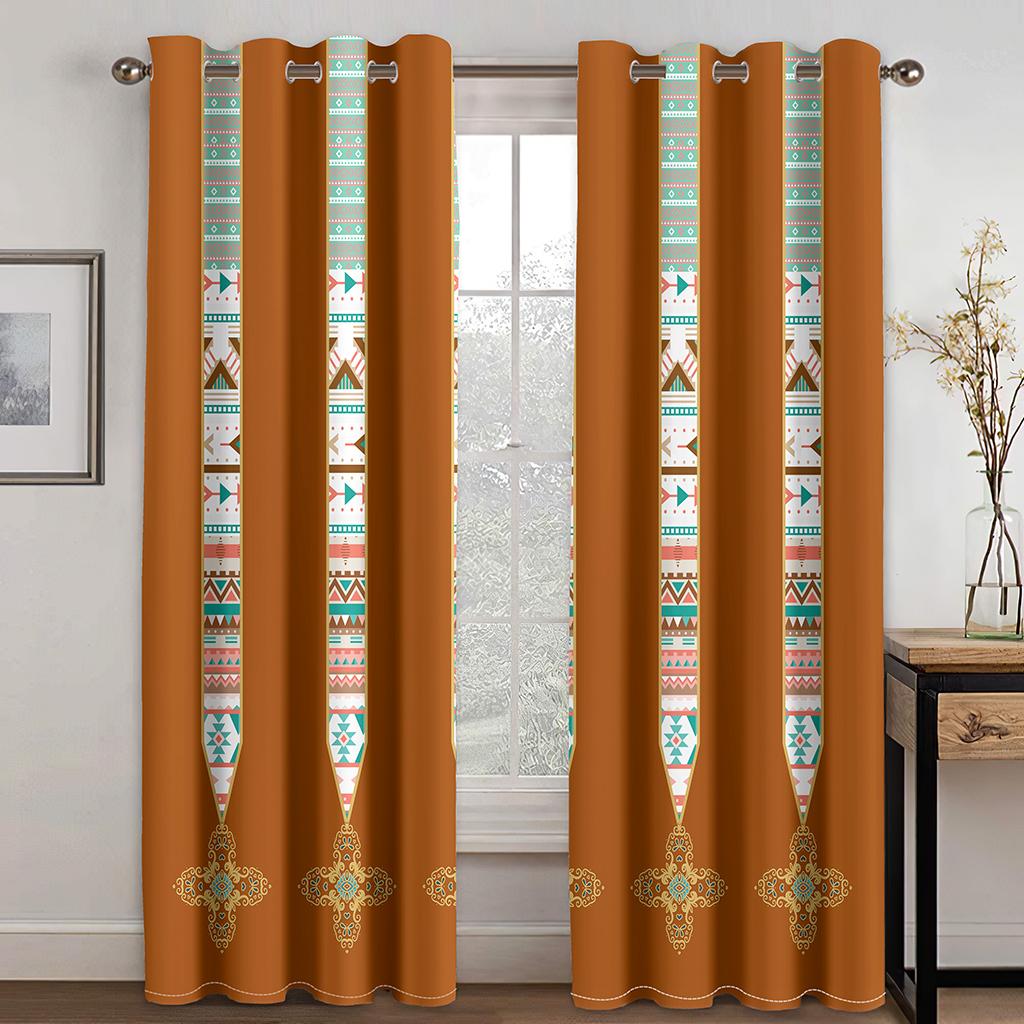 2Panels Ethiopian and Eritrean Traditional Curtains for Living Room Set Tilet Design High Quality Polyester Fabric Cortinas