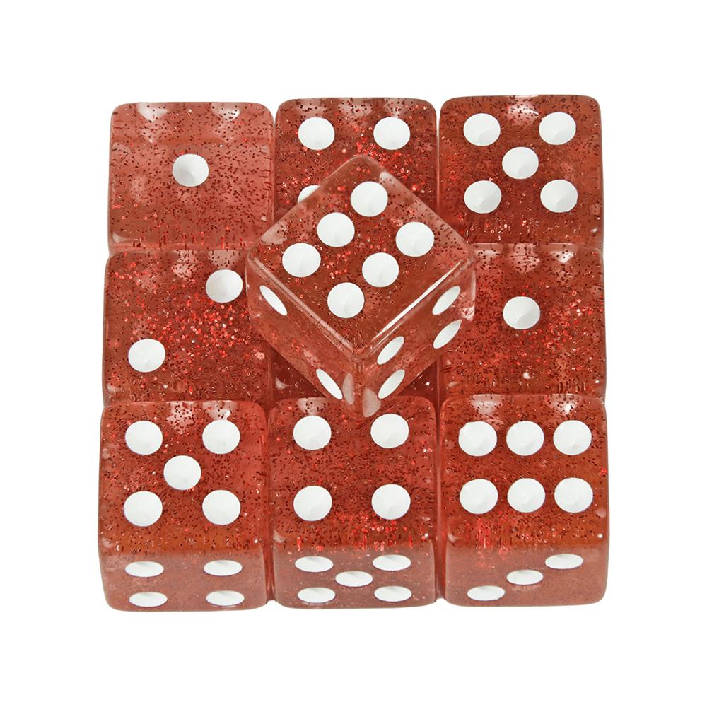 6 Lados Jogo Dice Glitter 10PCs 16mm Entretenimento Acrílico Jogo Ferramenta Dados