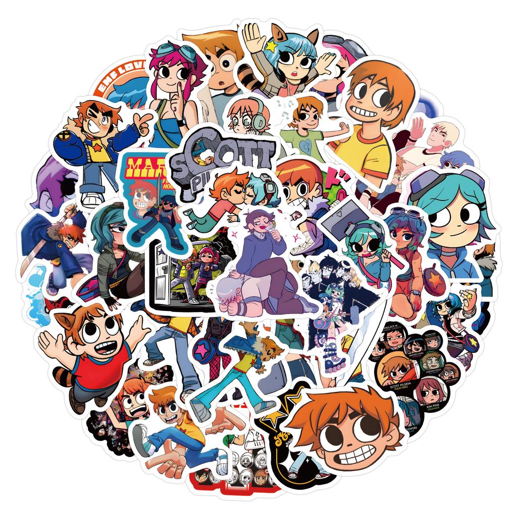 55/110 Sheets Scott Pilgrim Graffiti Stickers Decorative Scooter Guitar Waterproof Stickers