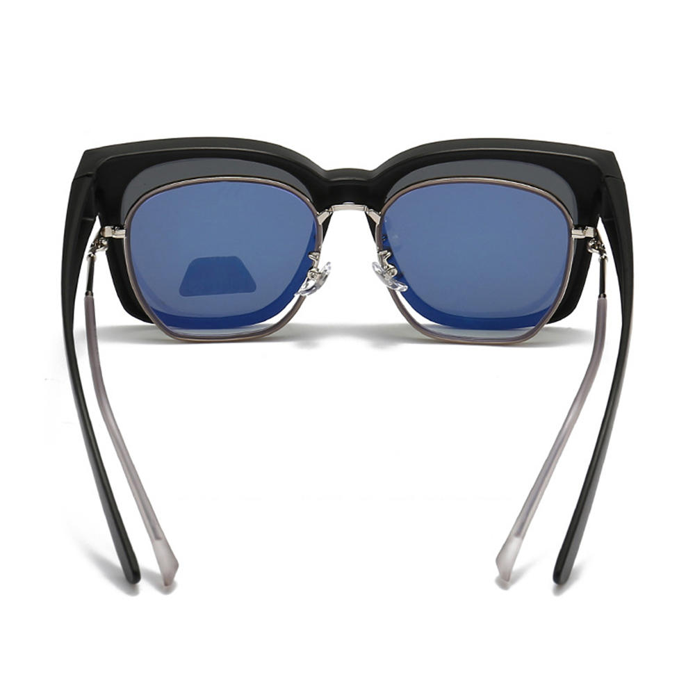 Driving Riding Shades UV Fit Over Sunglasses Polarized Sunglasses Square Frame Wrap Around Fit Over Sunglasses
