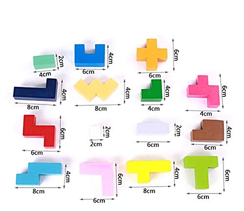 [TradeWind] Wooden 3D Tetris Puzzle, Block Puzzle, Building Blocks, Cubes, Colorful Educational Toy, Anti-Aging, Dementia, Brain Training