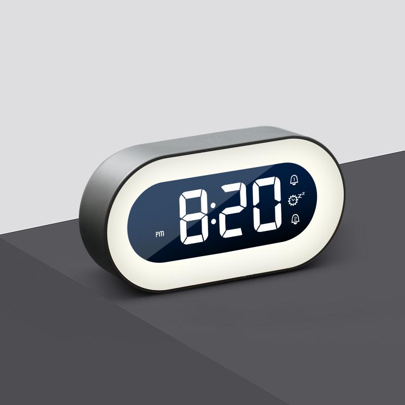 2024 LED Night Lamp & Silent Alarm Clock for Students - Multifunctional Bedroom Timepiece