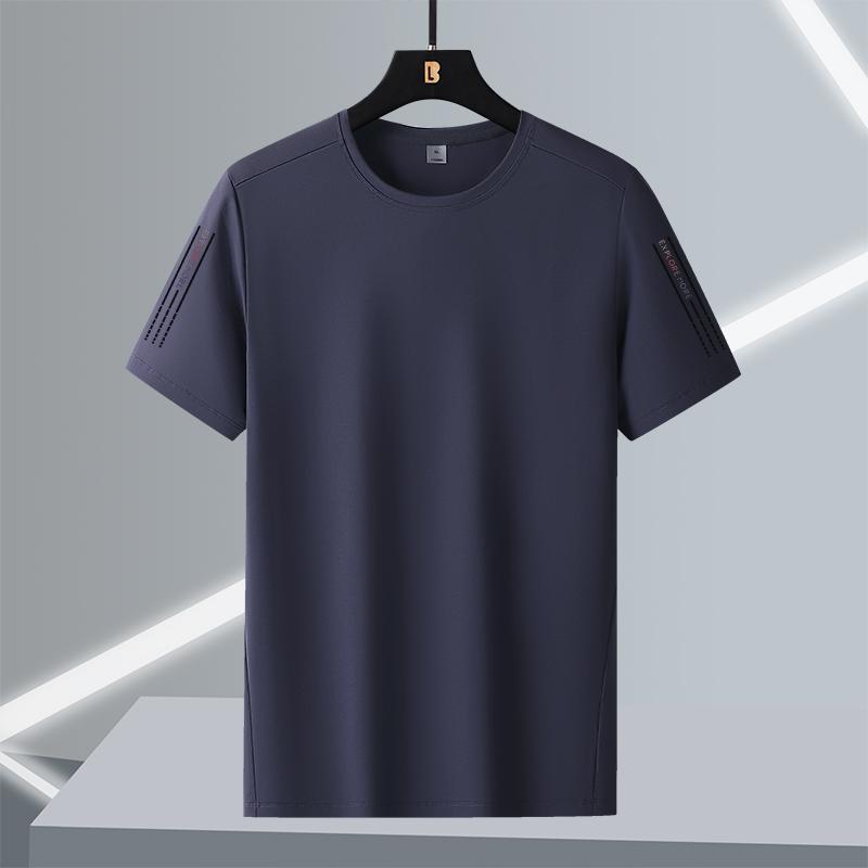 T-shirt Men's Short-sleeved Ice Silk Large Size Round Neck Quick-drying Stretch Short-sleeved T-shirt L-7XL