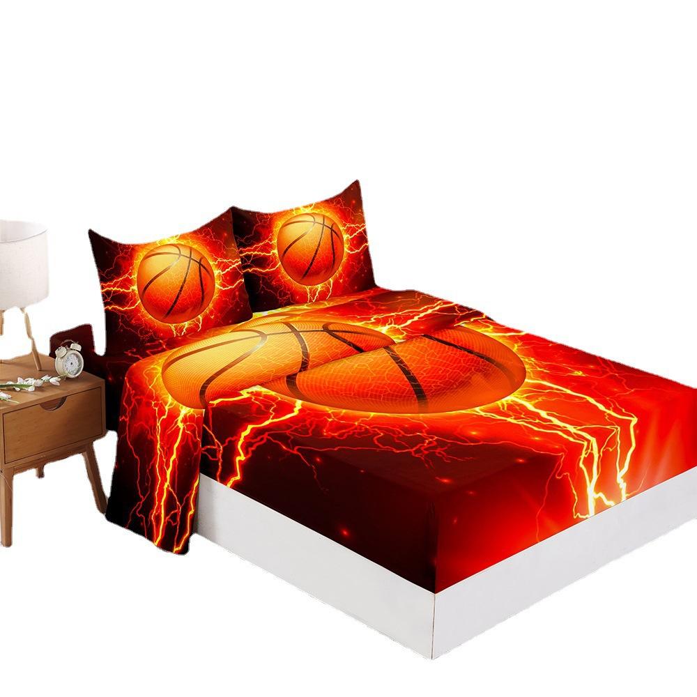 Four-Piece Mattress, Sports Basketball Printed Mattress, Protective Cover, Bedding, Europe and America