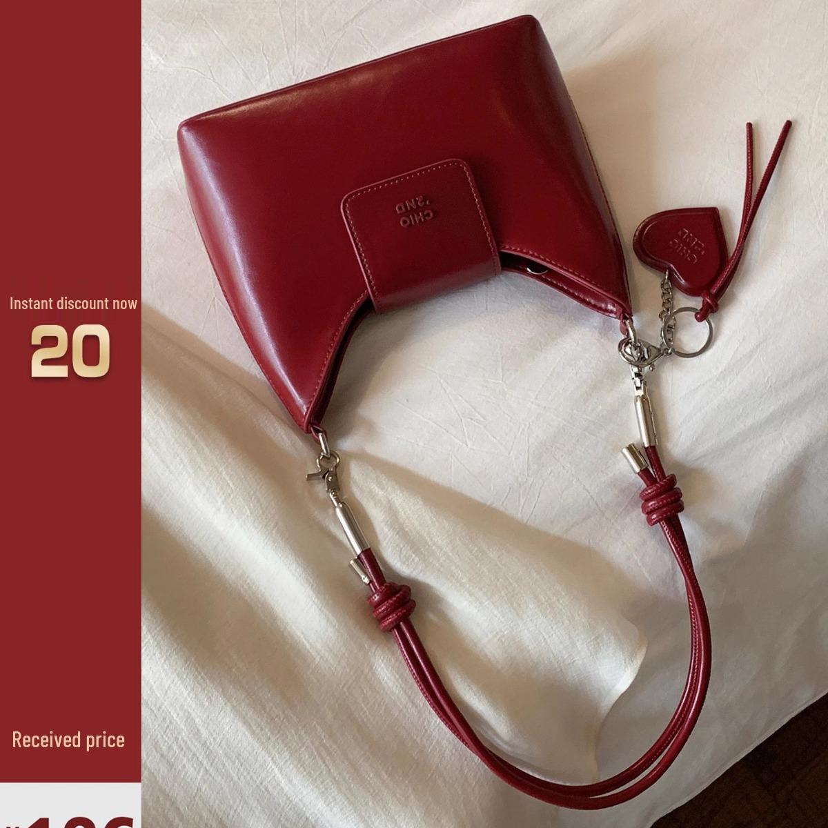 

Cherry Red Urban Genuine Leather Women s Underarm Shoulder Bag красный