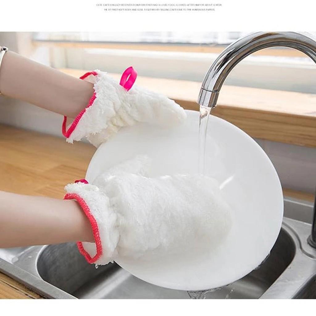  Fiber Dishwashing Gloves Non-stick Oil Dish Cleaning Brush Bowl