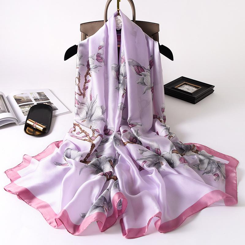 New Korean Version of Magnolia Scarf Warm Scarf Imitation Silk Fashionable Gauze Scarf Spring and Autumn Shawl