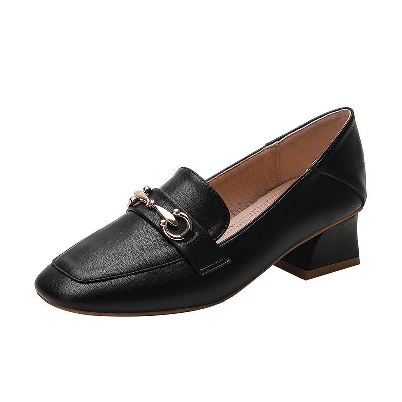 Lederballerina für Damenschuhe aus Huizhou, Traubenmutter, gleiche Mary Jane Schuhe, hoher Absatz, Frühling neu, dicker Absatz, einzelne Schuhe