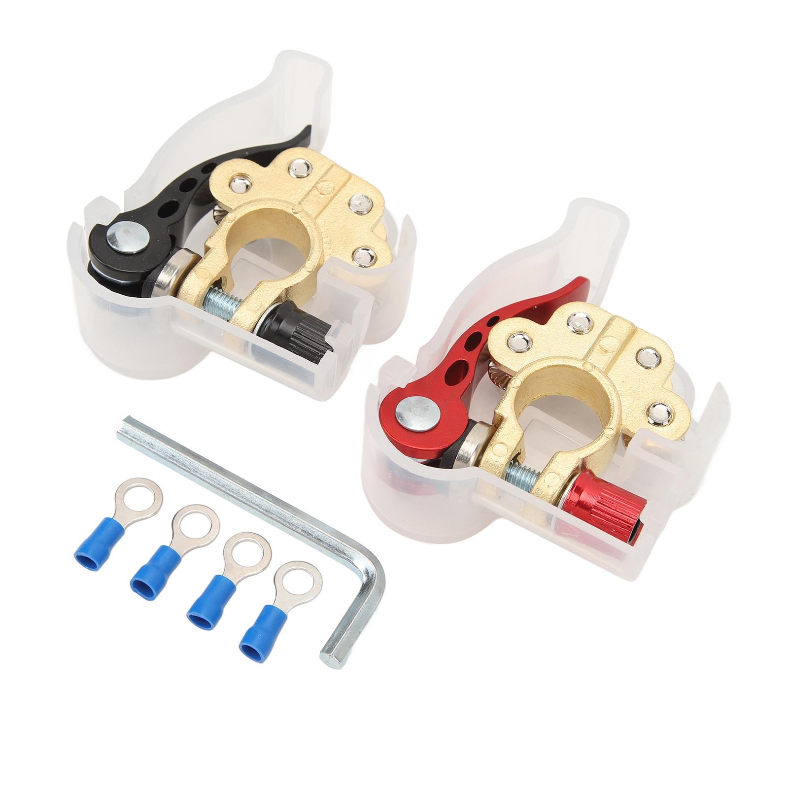 

2 шт. Клемма автомобильного аккумулятора 4-сторонняя положительная отрицательная медная быстросъемная клеммная клипса для SAE JIS