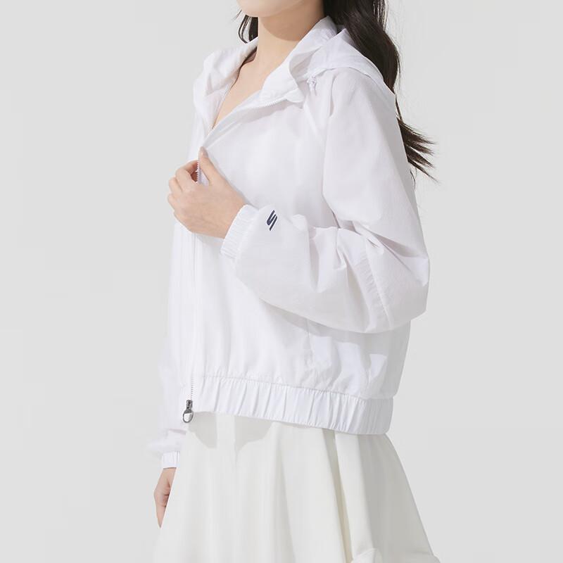 Skechers Comfort Sports Series Training Hooded Woven Windbreaker Women jackets Bright-White P225W008-0019