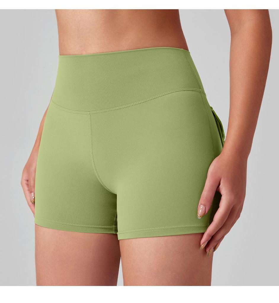 Women's High Waist Peach Butt Yoga Shorts with Pocket - Quick-Dry, High Elastic Fitness Running Pants