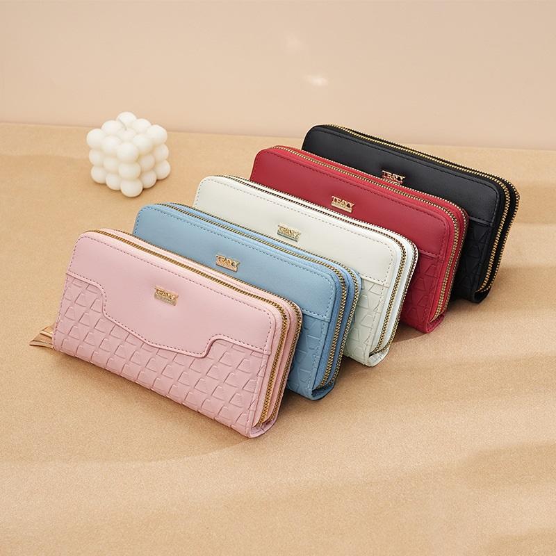 Women's Wallet Long Double Zipper Clutch Multi Function Mobile Phone Coin Purse Card Case Leather Clip High End Dinner Bag
