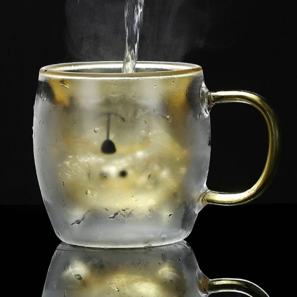 Dvoustěnný skleněný hrnek na kávu Kreslený medvěd Láhev na džus a mléko Jednoduchý hrnek na whisky, koktejl, víno Dárek