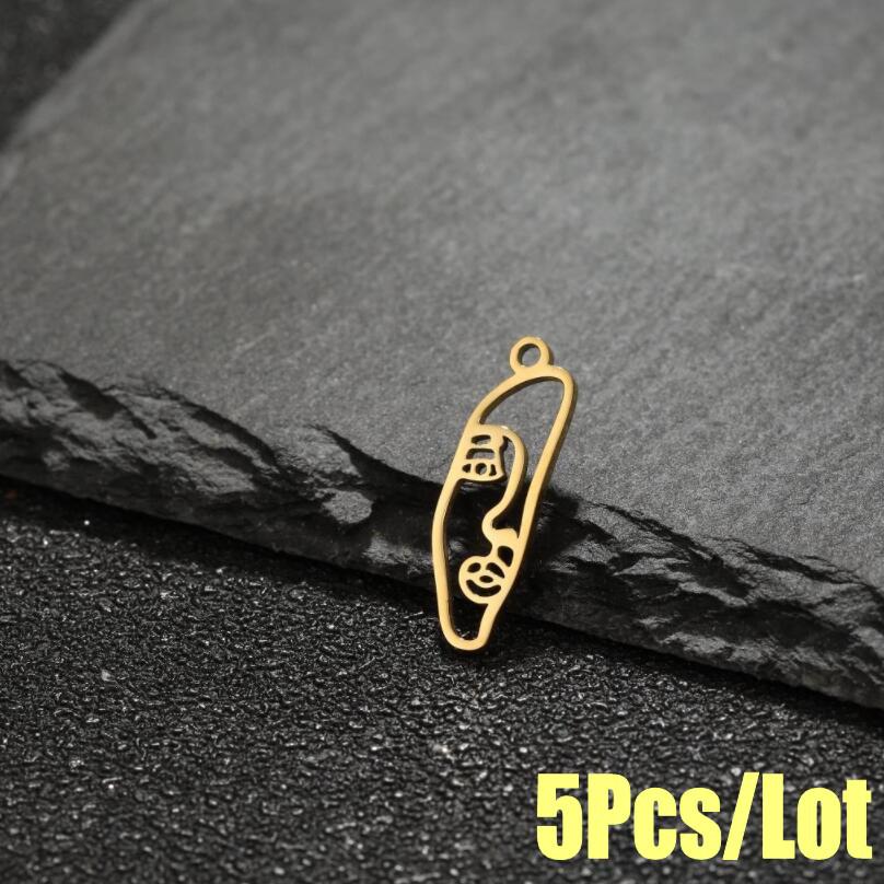 Abstract Human Face Pendant Necklace - Stainless Steel Cartoon Girl Design