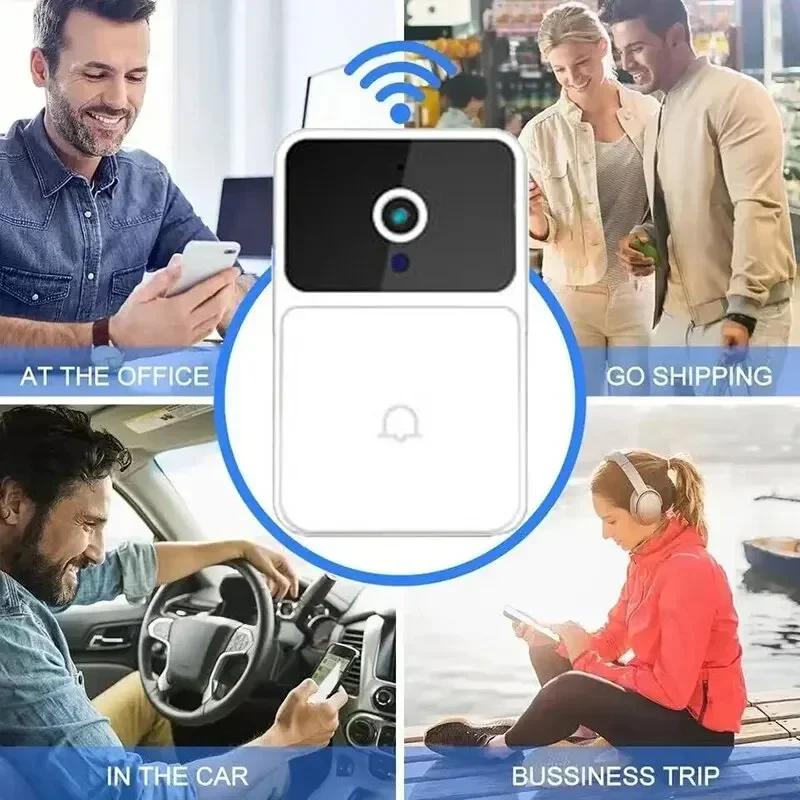 WiFi Video Doorbell Wireless Home Intercom System Smart Door Viewer Night Vision Security Camera with App Control