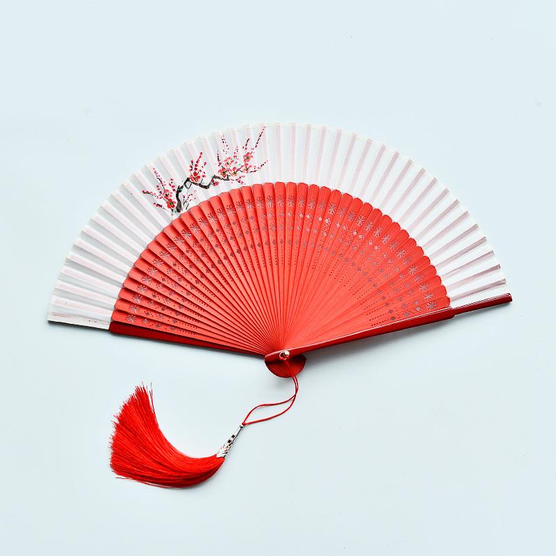 Red Dancing Fan: Classical Chinese Style Folding Fan, Easy-Open Hanfu Accessory