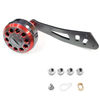 VISPREA Reel Parts Baitcasting Reel Drum Reel Handle Aluminum Alloy 109mm Handle Knob Shimano Daiwa Abu Garcia Custom Parts Replacement YU74 (Red)