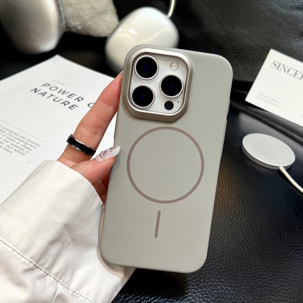 

Luxury Hard Matte Shockproof Case for iPhone 16 15 14 13 12 11 Pro Max Plus 16ProMax Slim PC Armor For Magsafe Magnetic Cover iPhone 15 серый