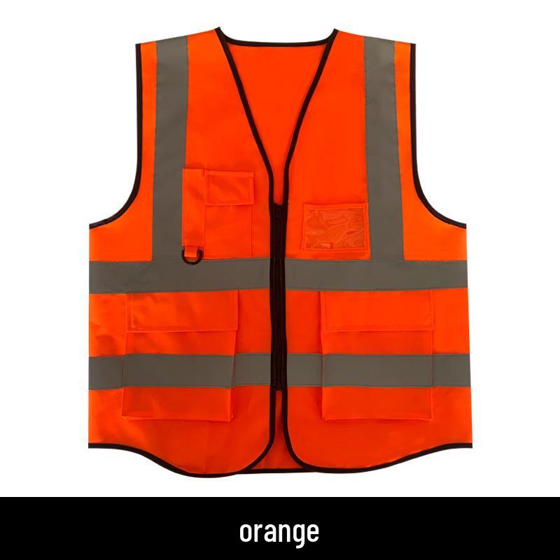 Reflective Multi-Pocket Safety Vest for Construction, Sanitation, and Traffic.