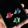 Jewelry Imitation Natural Emerald Ruby Ring Female Pigeon Egg Oval Sapphire Ring