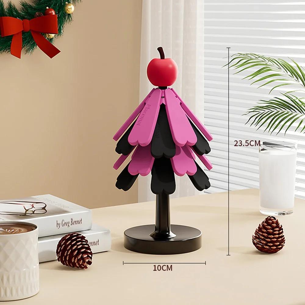 Foldable Wooden Tree Trivet Heat-insulating Decoration Christmas Tree Trivets Set with Stand Set of 3/4 Cup Coaster Set