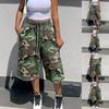 Dames Casual Losse Pasvorm Knie Lengte Shorts Elastische Tailleband Trekkoord Verstelbaar Buiten Sportkleding Onderstuk