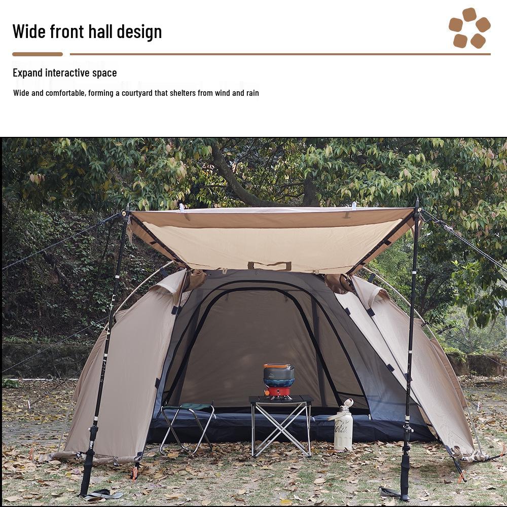 Cold-Proof Winter Camping Tent: Portable, Rainproof, Flame-Retardant, Sun-Protected, Large Tunnel Design with Rear Room